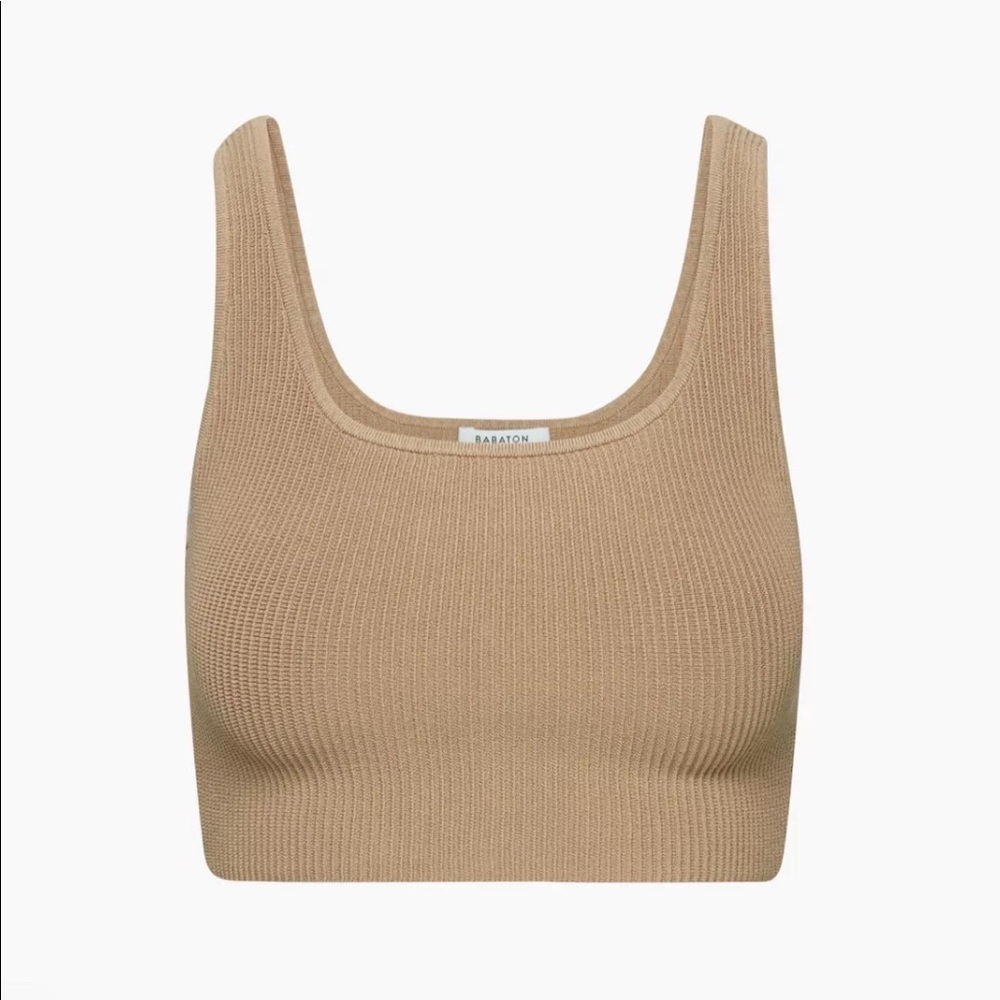 Babaton Sculpt Knit Croptop in Gold Camel